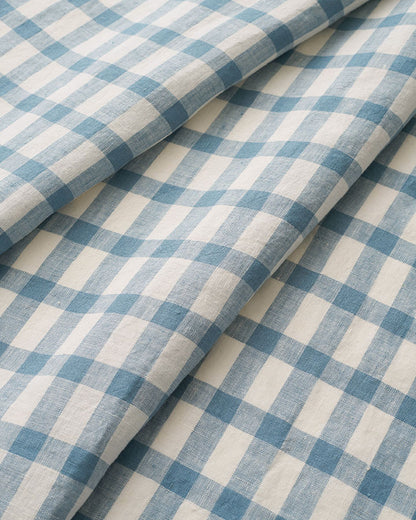 Shutter Blue Elongated Gingham Washed Linen