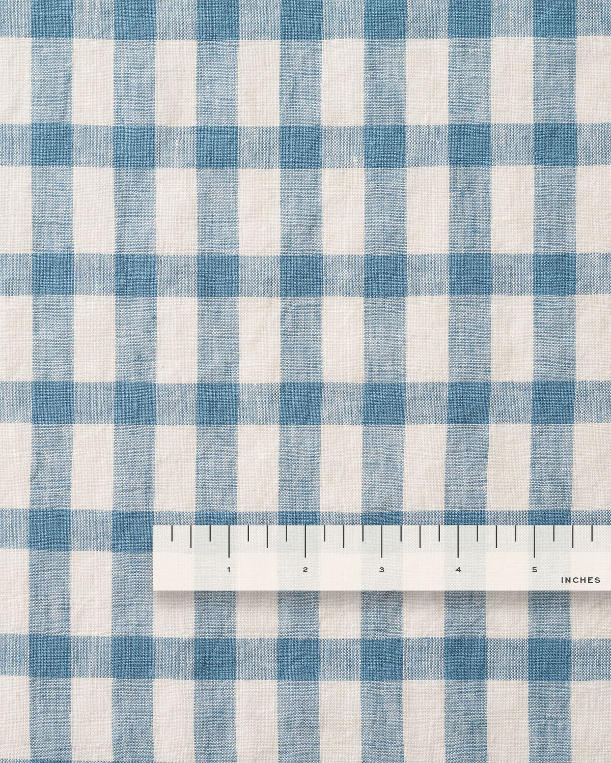 Shutter Blue Elongated Gingham Washed Linen