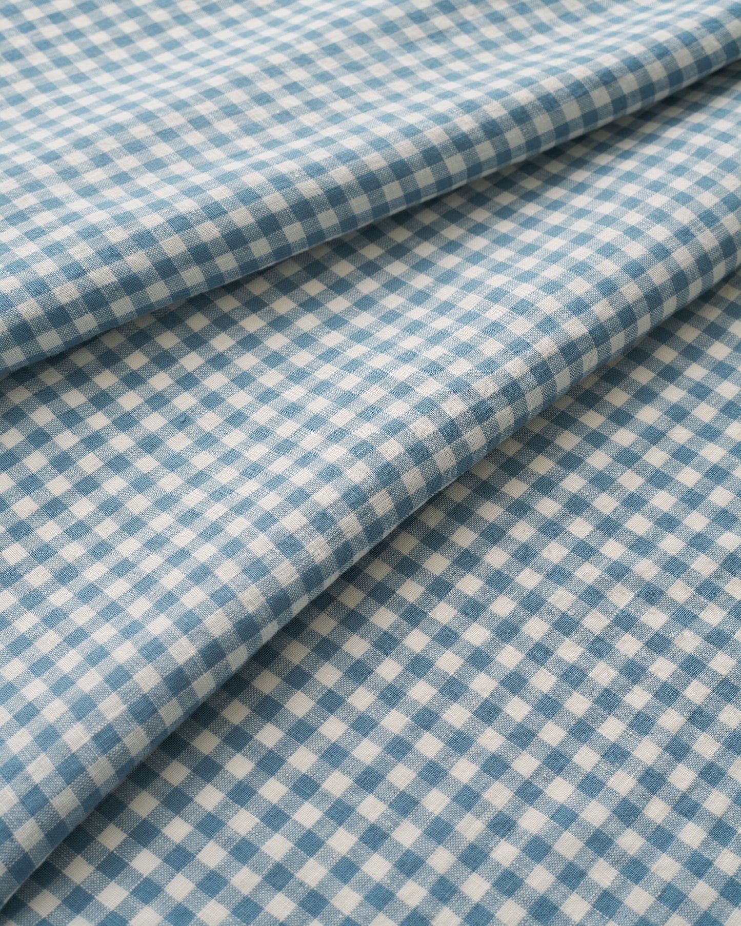 Shutter Blue Small Gingham Washed Linen