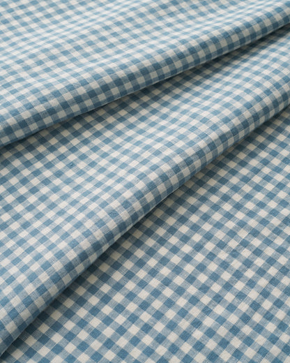 Shutter Blue Small Gingham Washed Linen