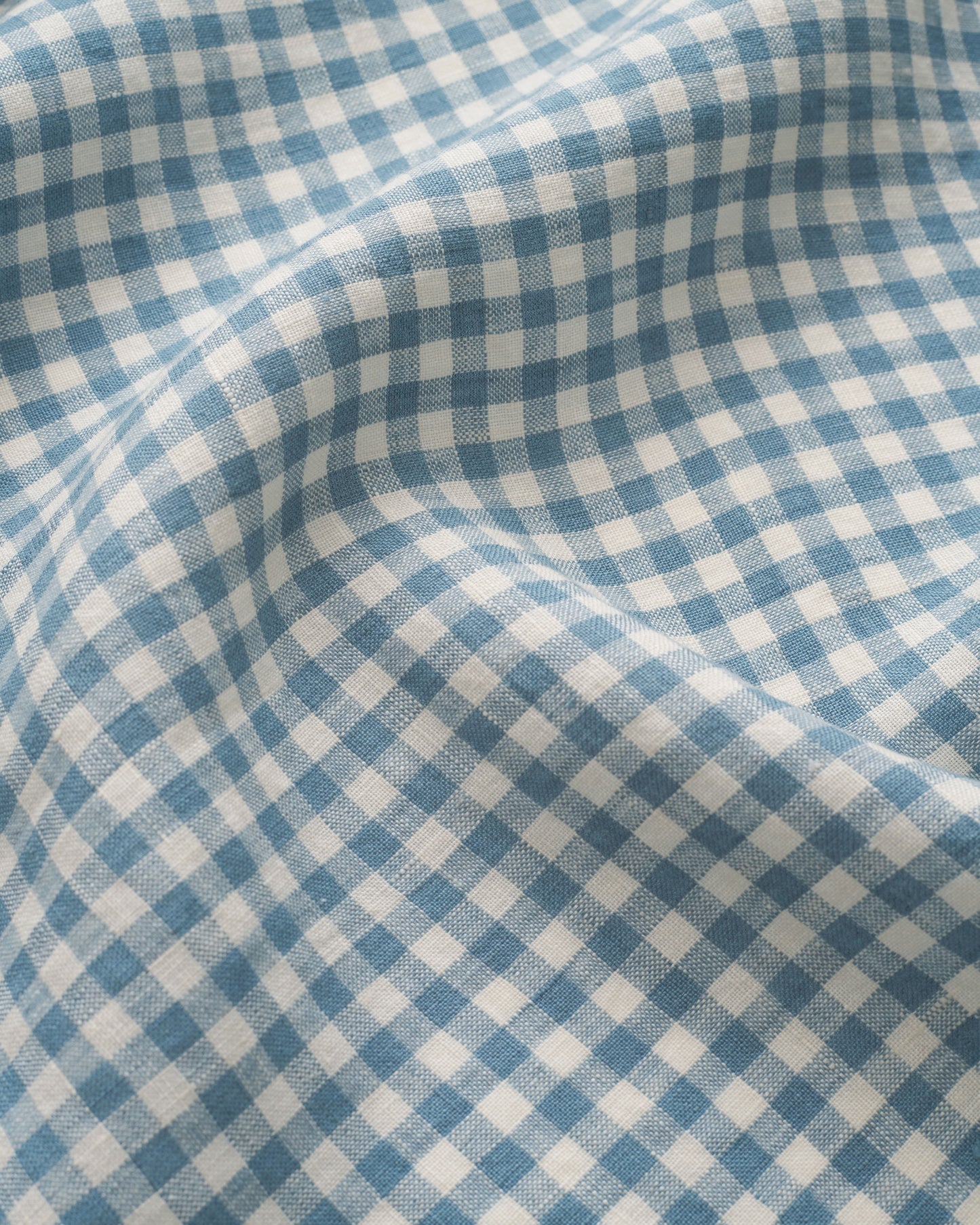 Shutter Blue Small Gingham Washed Linen