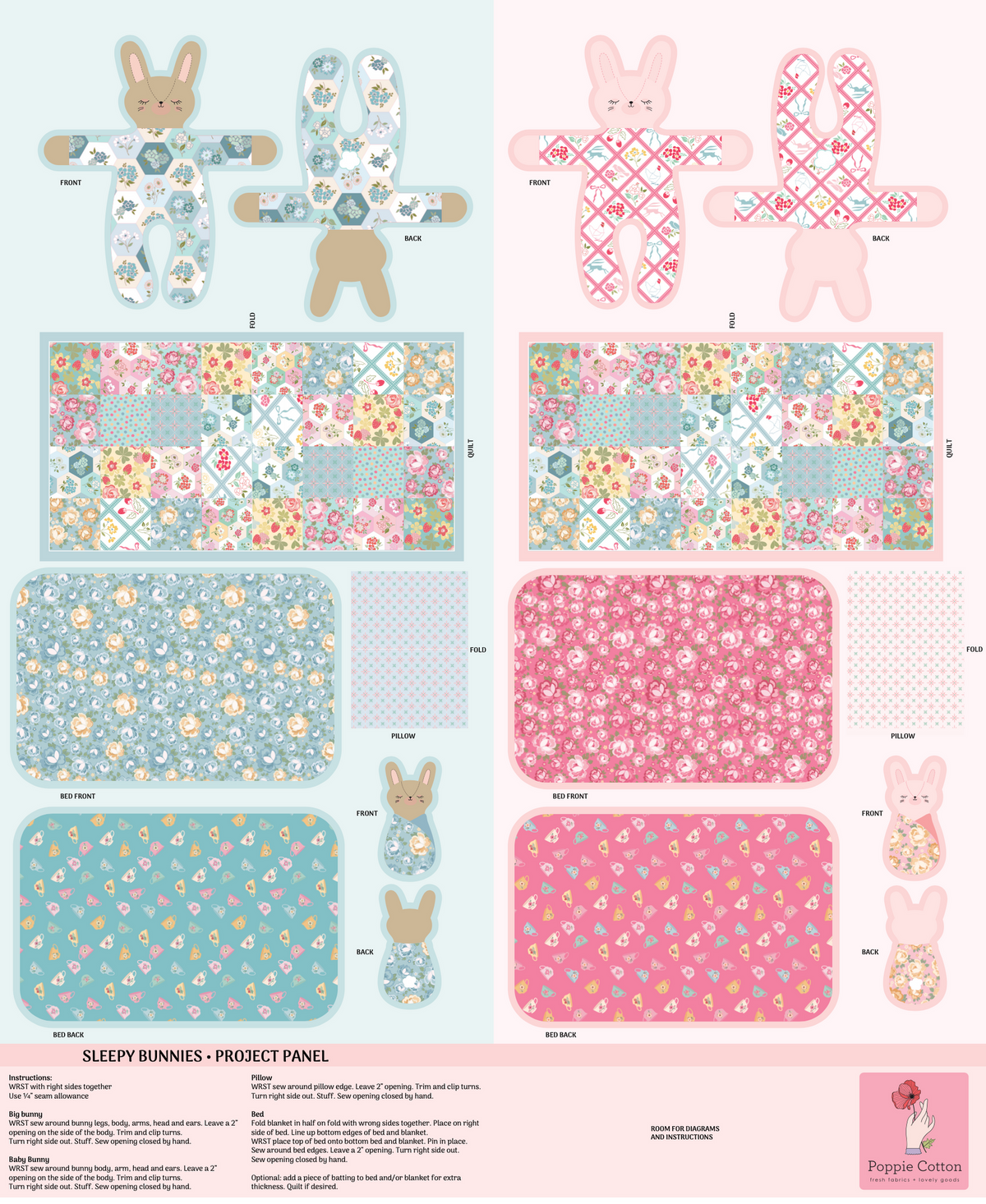 Sleeping Bunnies Panel Multi