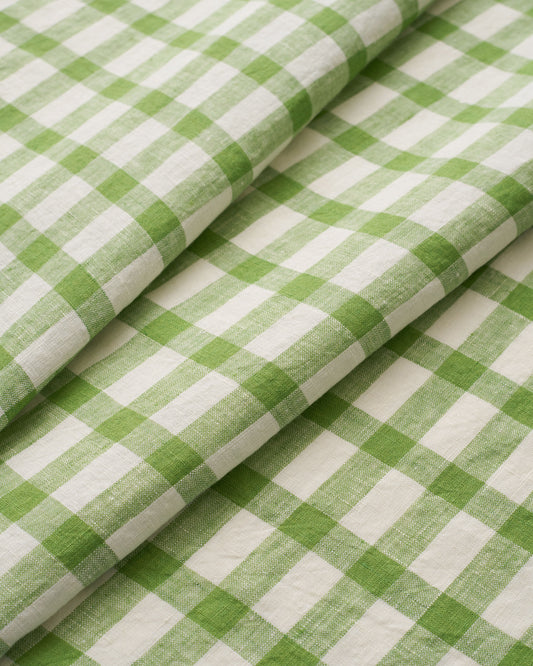 Snap Pea Elongated Gingham Washed Linen