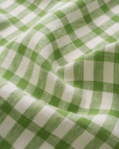 Snap Pea Elongated Gingham Washed Linen