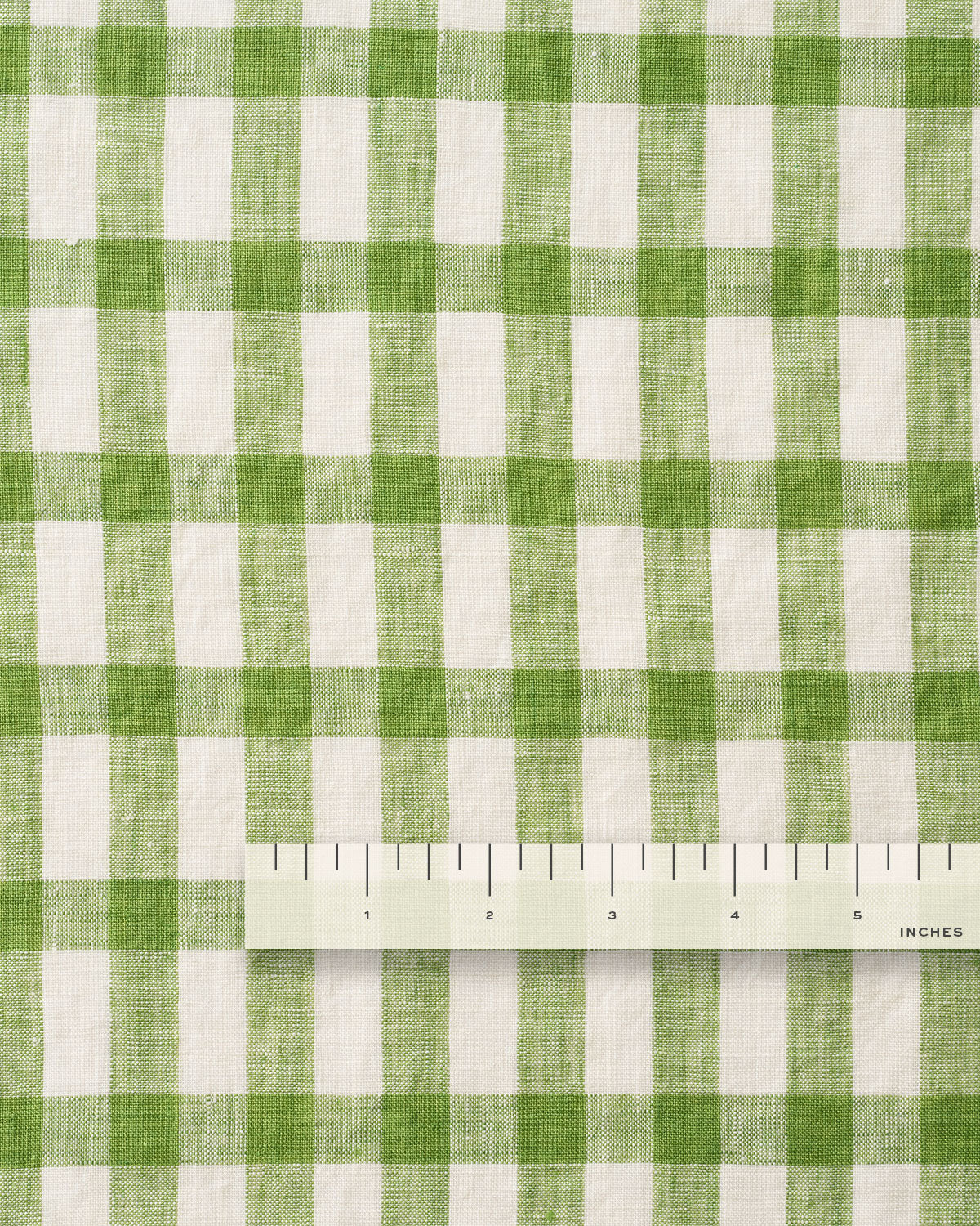 Snap Pea Elongated Gingham Washed Linen