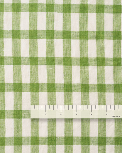 Snap Pea Elongated Gingham Washed Linen