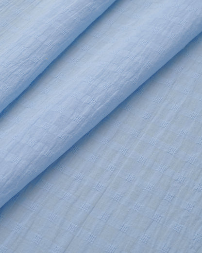 Snow Blue Grid Check Dobby Cotton