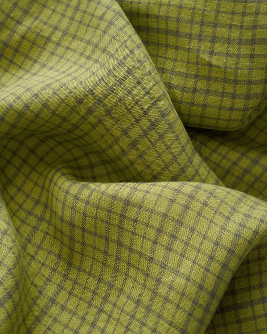 Spanish Olive Basket Check Washed Linen