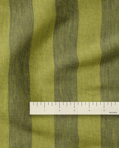 Spanish Olive Club Stripe Washed Linen