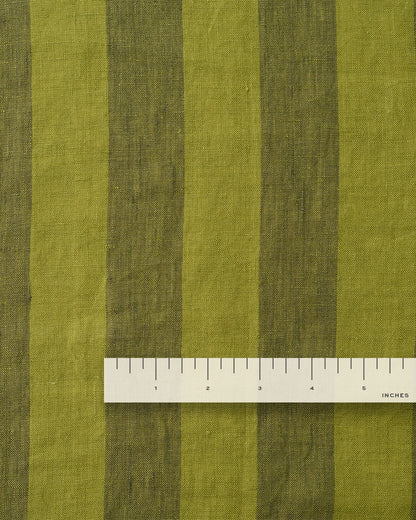 Spanish Olive Club Stripe Washed Linen