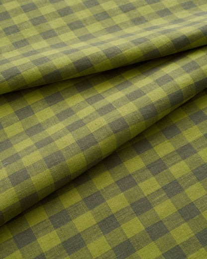 Medium Spanish Olive Gingham Washed Linen