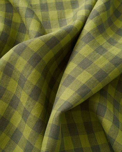 Medium Spanish Olive Gingham Washed Linen