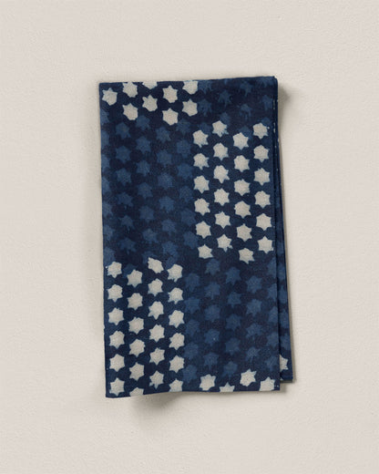 Star Grid Indigo Dye Block Print Cotton