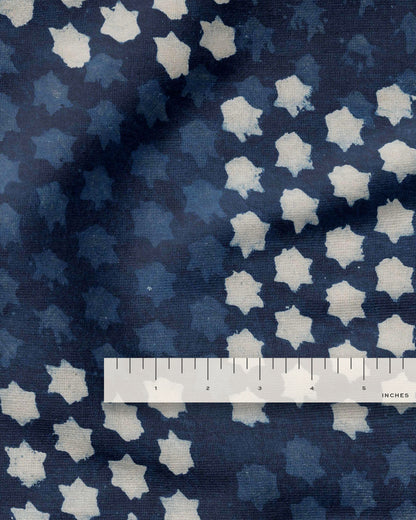 Star Grid Indigo Dye Block Print Cotton
