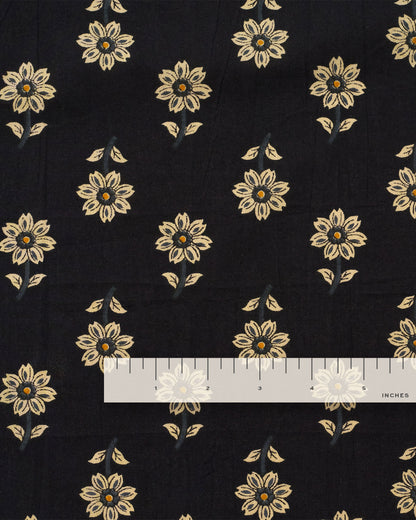 Tan on Black Bloom Block Print Cotton