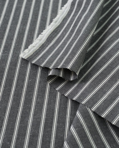 Ticking Stripe Linen Cotton - Black