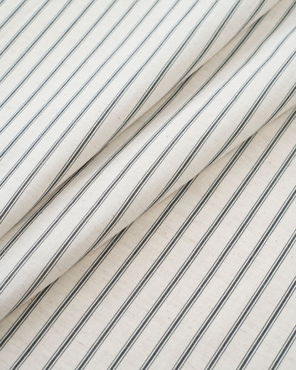Ticking Stripe Linen Cotton - Natural / Black