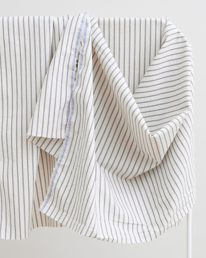Ticking Stripe Linen Cotton - Natural / Black
