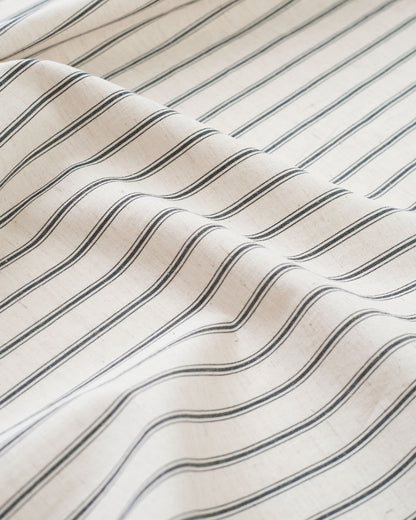 Ticking Stripe Linen Cotton - Natural / Black