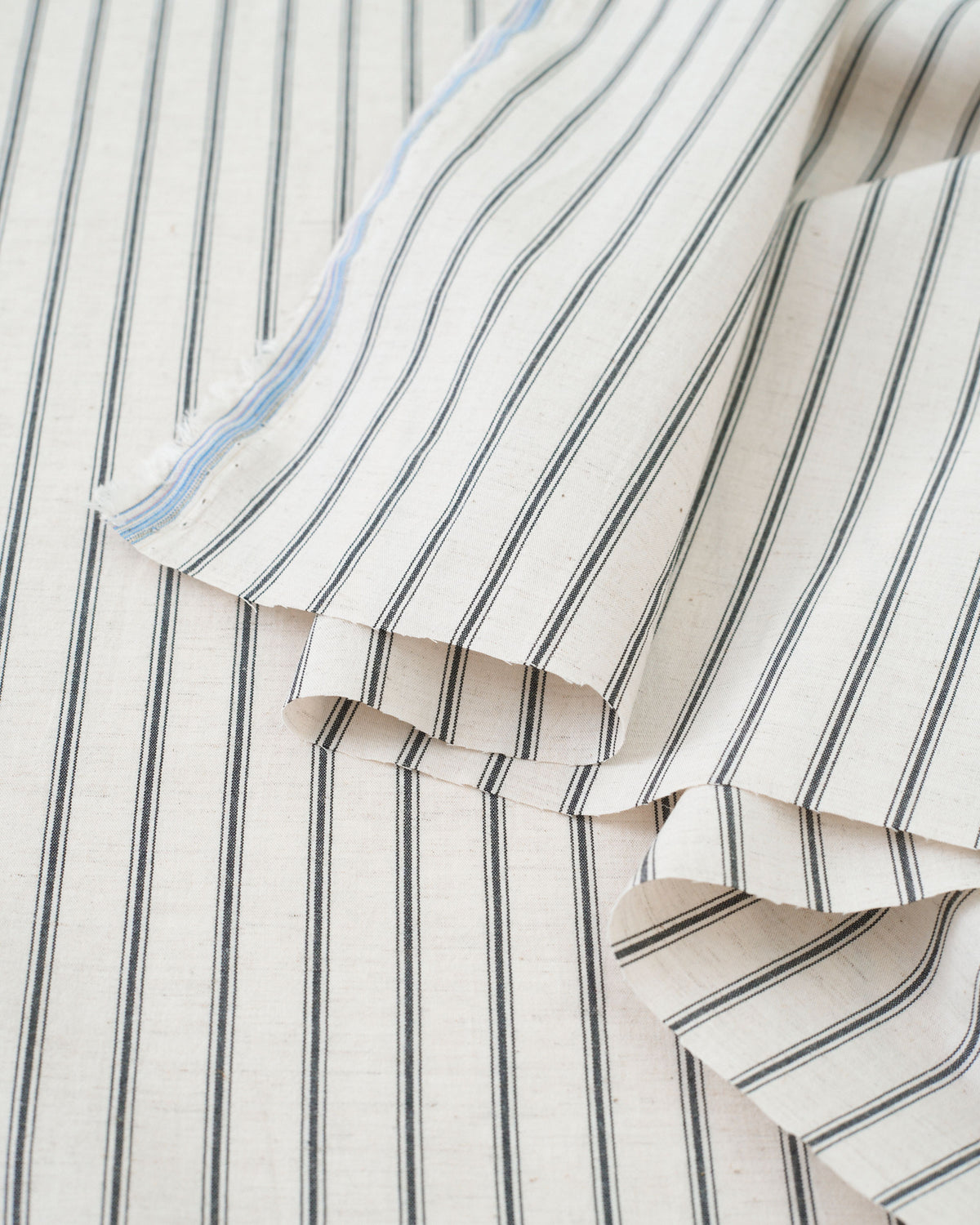 Ticking Stripe Linen Cotton - Natural / Black
