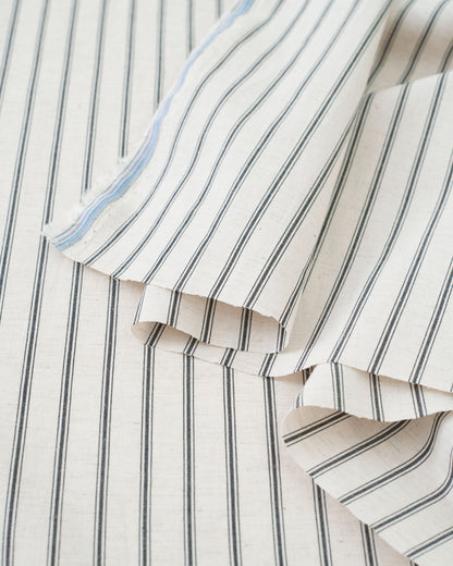 Ticking Stripe Linen Cotton - Natural / Black