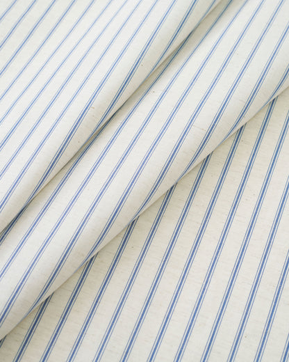 Ticking Stripe Linen Cotton - Natural / Blue