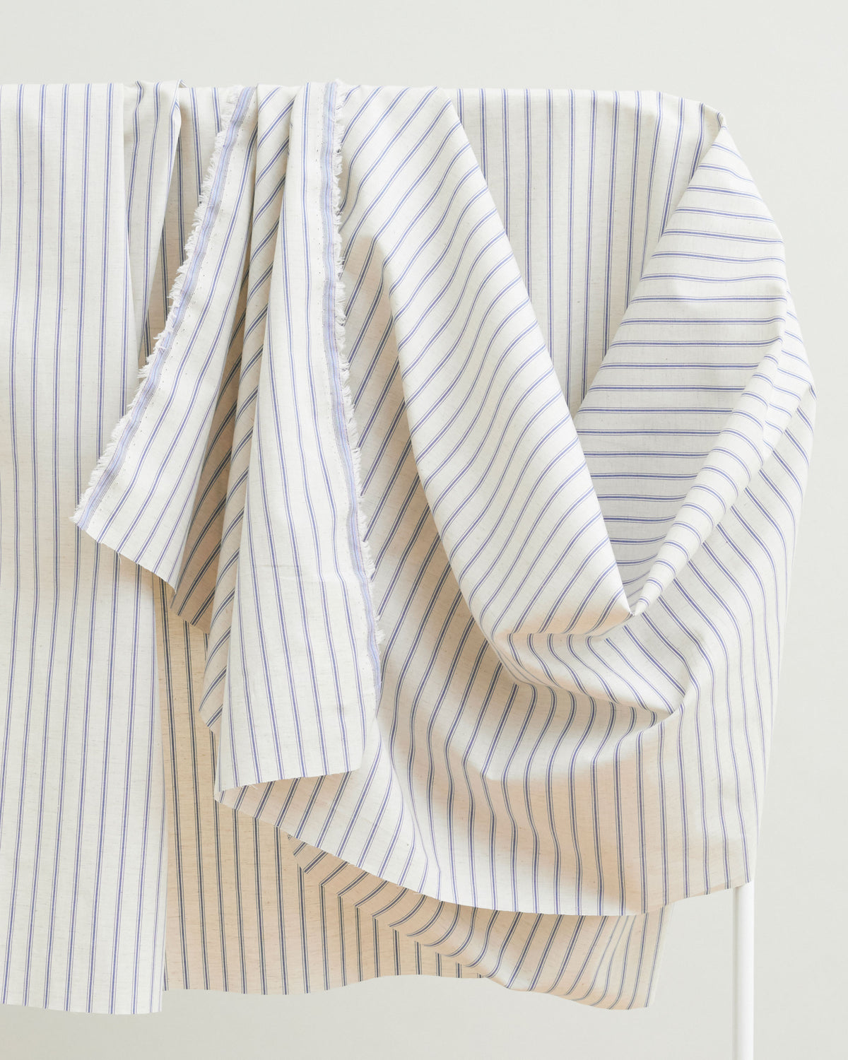 Ticking Stripe Linen Cotton - Natural / Blue