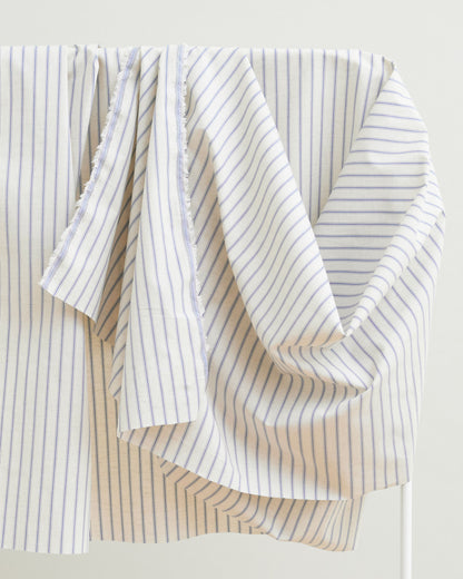 Ticking Stripe Linen Cotton - Natural / Blue