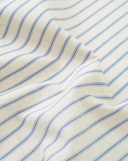 Ticking Stripe Linen Cotton - Natural / Blue