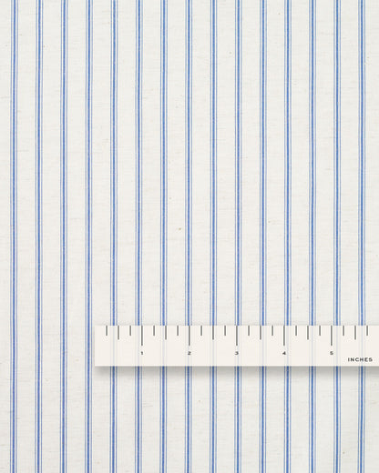 Ticking Stripe Linen Cotton - Natural / Blue