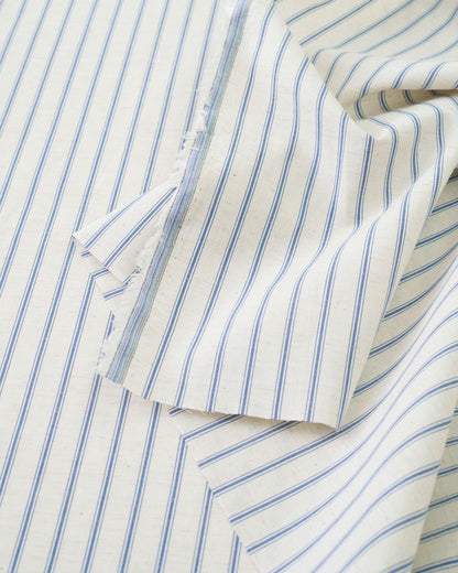 Ticking Stripe Linen Cotton - Natural / Blue