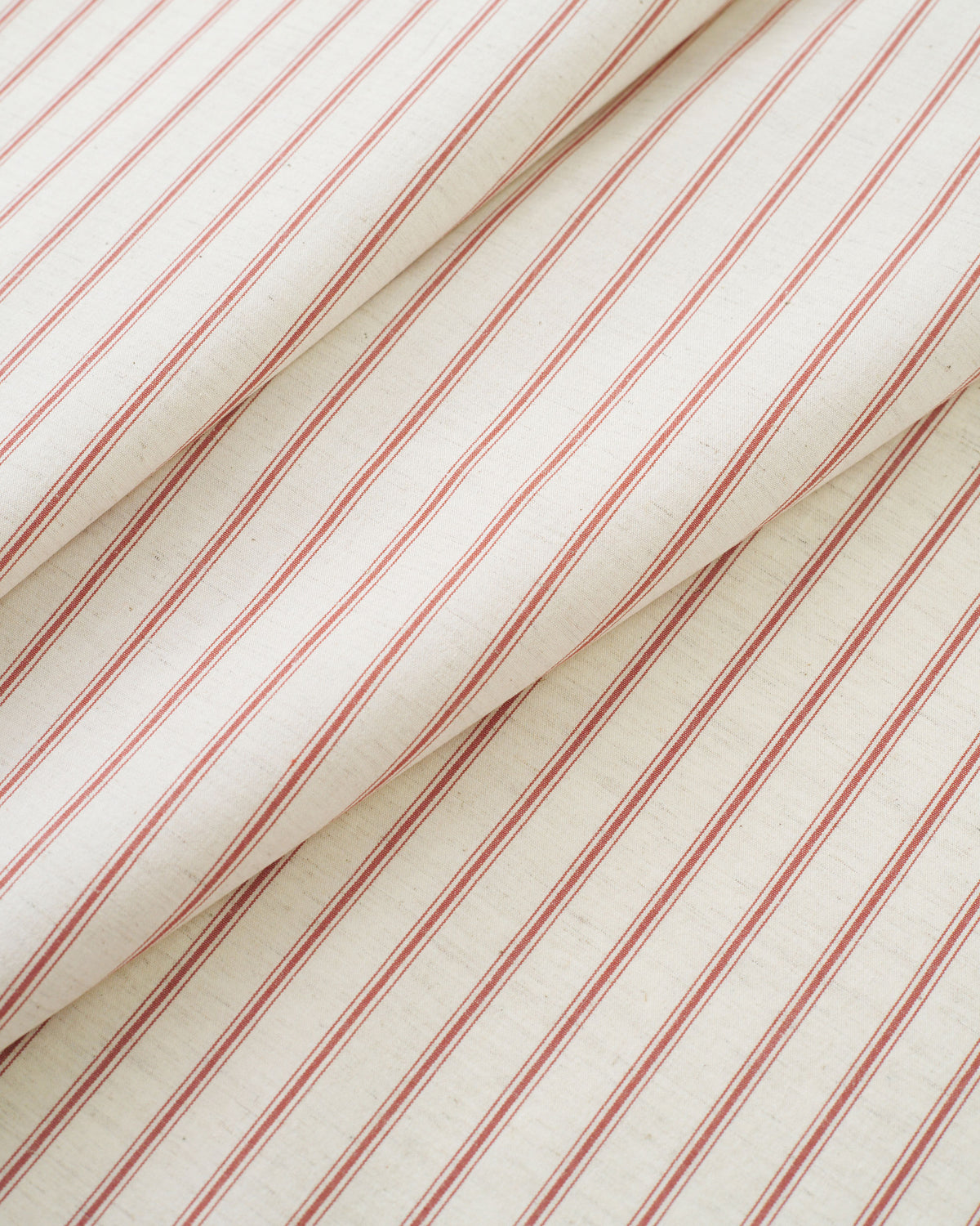 Ticking Stripe Linen Cotton - Natural / Red