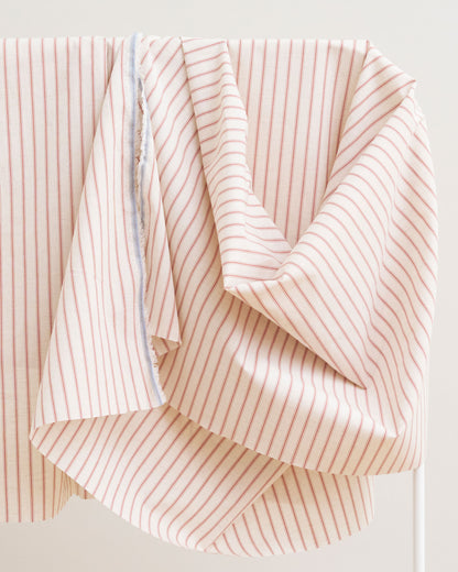 Ticking Stripe Linen Cotton - Natural / Red