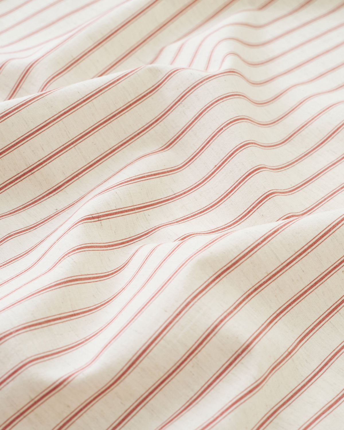 Ticking Stripe Linen Cotton - Natural / Red