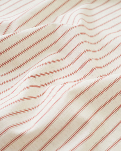Ticking Stripe Linen Cotton - Natural / Red