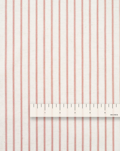 Ticking Stripe Linen Cotton - Natural / Red