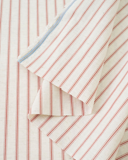 Ticking Stripe Linen Cotton - Natural / Red
