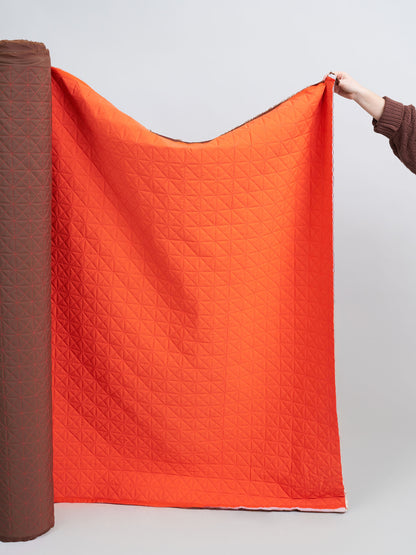 Tomato and Brown Quilted Puffer