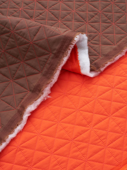 Tomato and Brown Quilted Puffer
