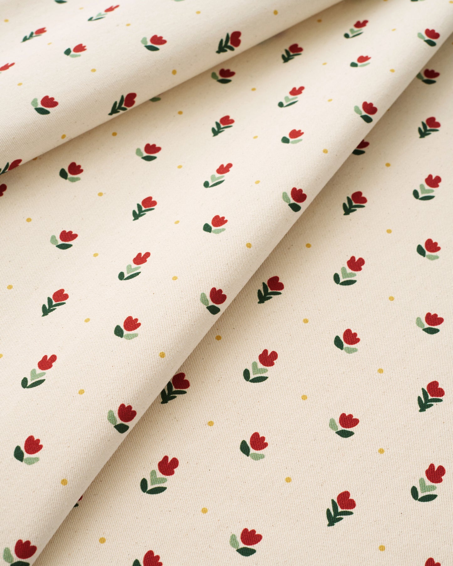Tulip and Dot Printed Cotton Twill