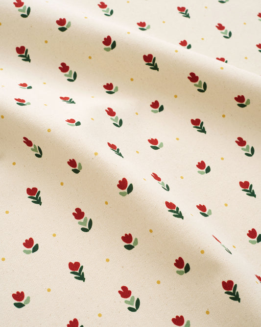Tulip and Dot Printed Cotton Twill