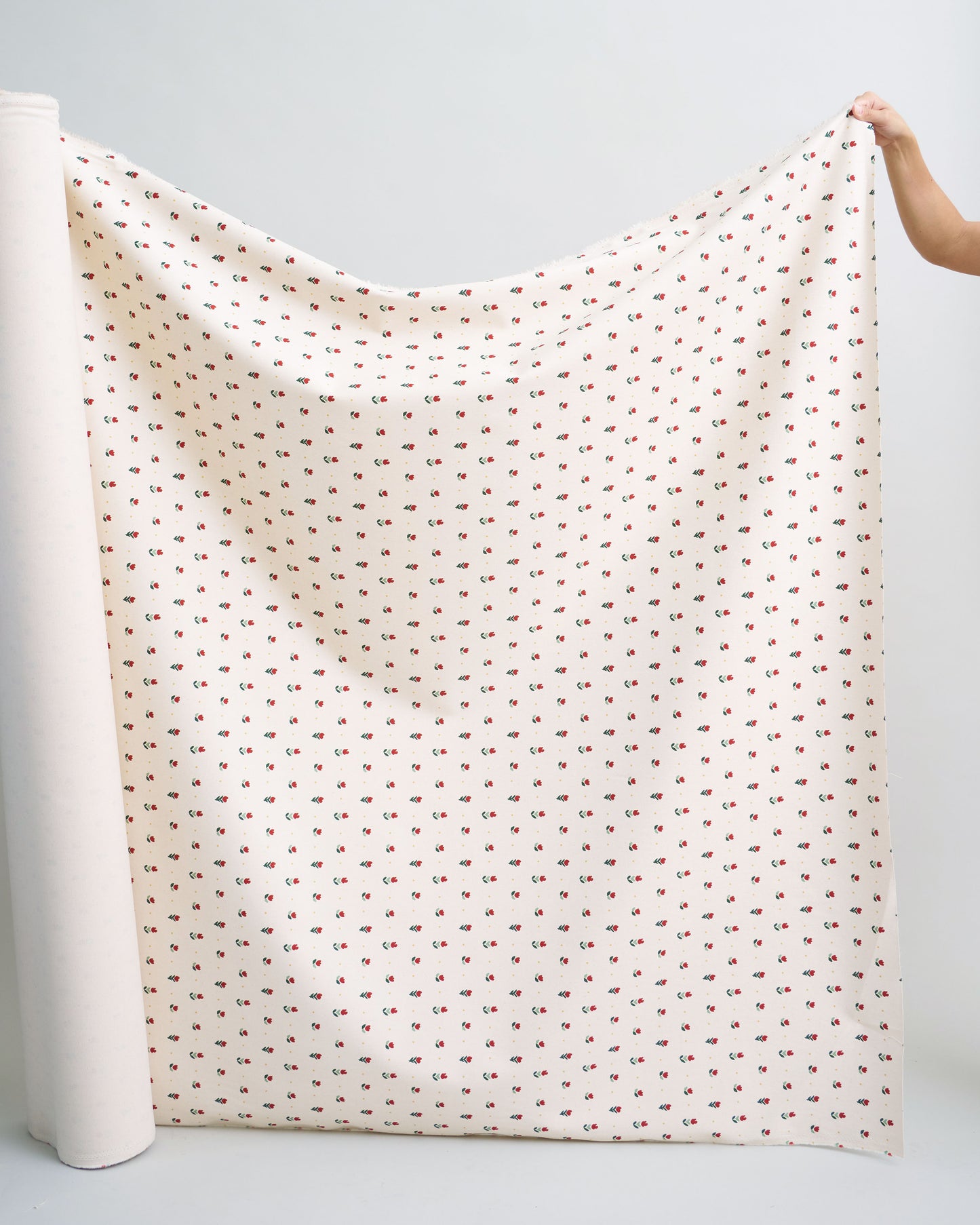 Tulip and Dot Printed Cotton Twill