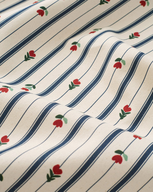 Tulip and Stripe Printed Cotton Twill