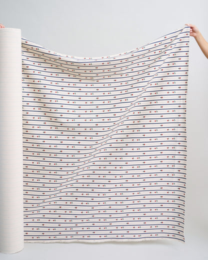 Tulip and Stripe Printed Cotton Twill