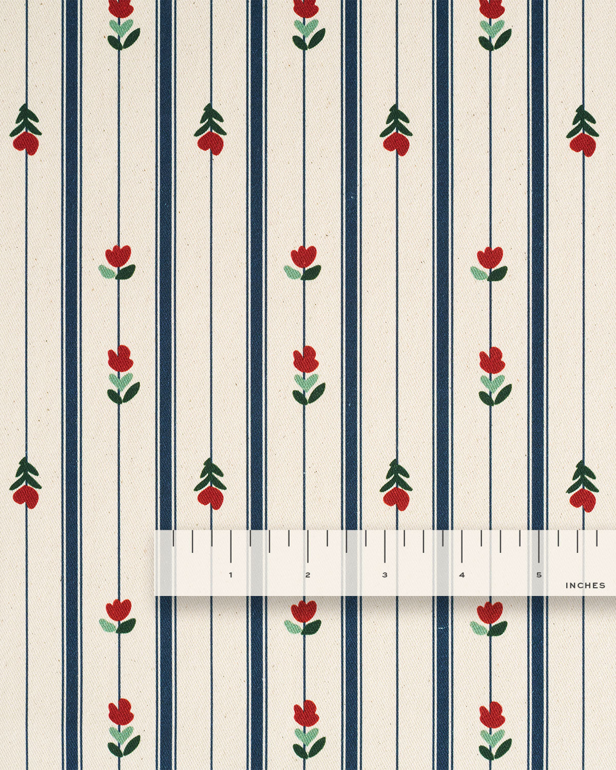 Tulip and Stripe Printed Cotton Twill
