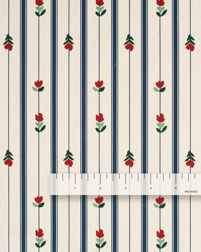 Tulip and Stripe Printed Cotton Twill