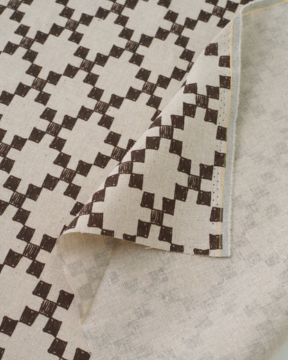Large Walnut Box Trellis Custom Printed Linen Cotton Blend
