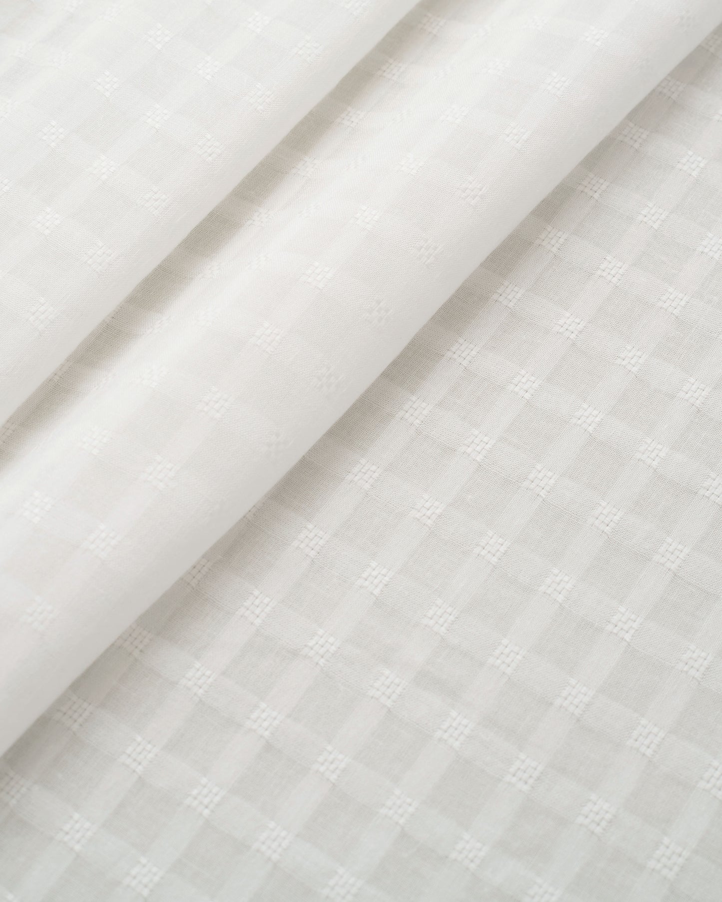 White Grid Check Dobby Cotton