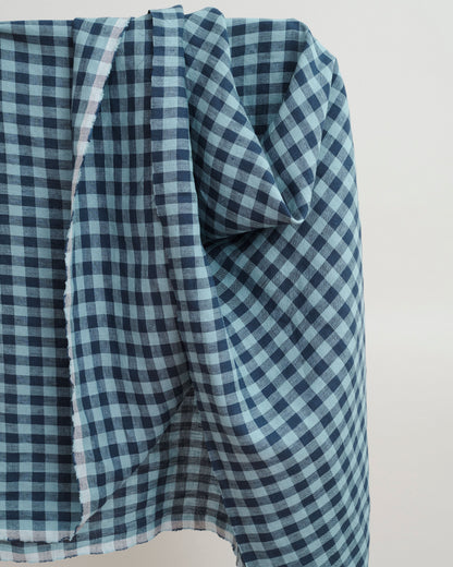 Wild Blueberry Medium Gingham Washed Linen