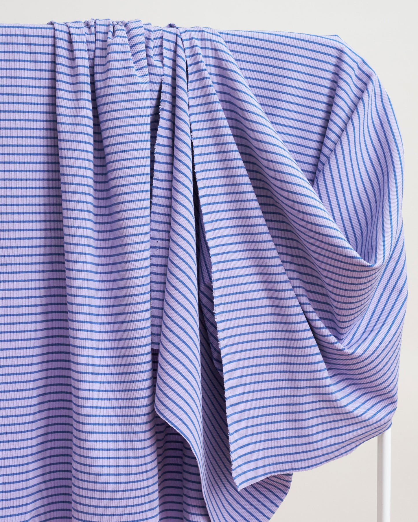 Wisteria and Cobalt Thin Stripe Rib Knit